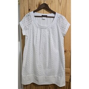 Tiana B Women's Midi White Dress Size 16W Lined NWT Short Sleeve